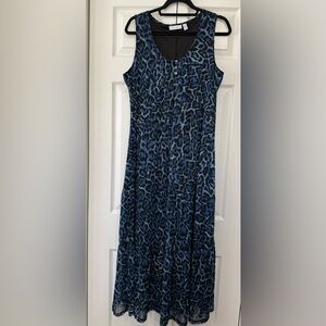 Susan Graver Blue Animal Print Sleeveless Dress Size Large